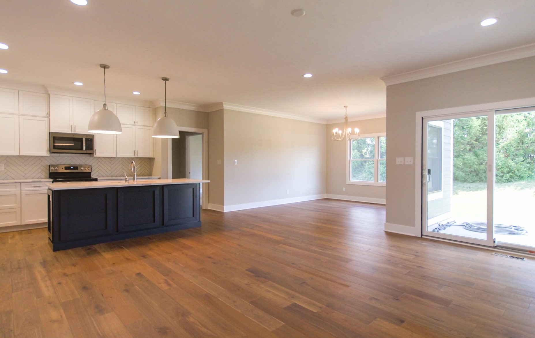 Custom hardwood floor in a Central Indiana spec home