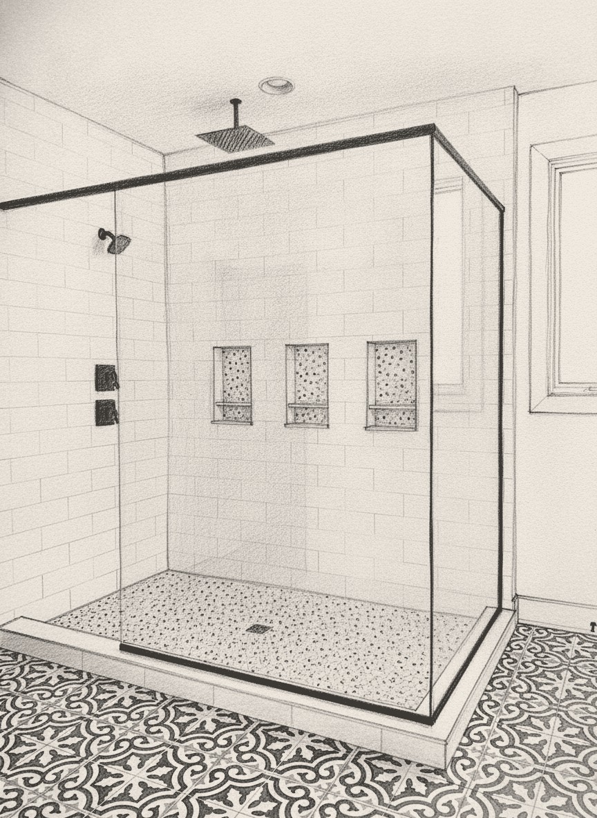 Custom tile master bathroom